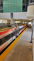 Brightline Train enters the station at Orlando International Airport